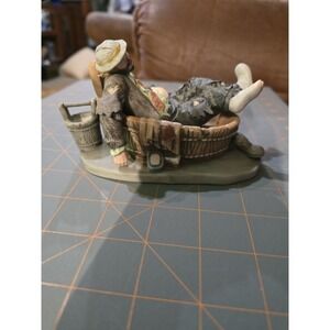 Emmett Kelley Collectible Saturday Night Hobo Clown Figurine Bathtub VTG Boxed
